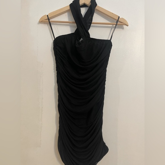 NWOT-SHEIN MOD Halterneck Backless
Ruched Mesh Bodycon Dress Size L - Picture 4 of 6